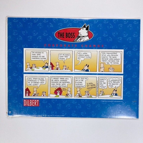 Dilbert Lithograph Print 2 Strips The Boss Corp Change United Feature Syndicate - Picture 1 of 7